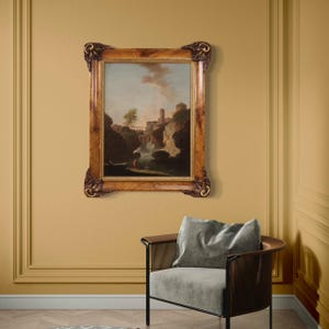 Antique landscape painting oil on canvas Italian artwork 18th century 700