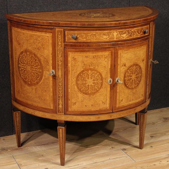 Italian sideboard furniture half moon inlaid commode antique Louis XVI style 900
