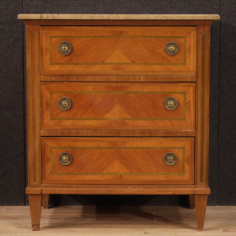 Dresser 3 Drawers Louis XVI Style Furniture Inlaid Chest of Drawers