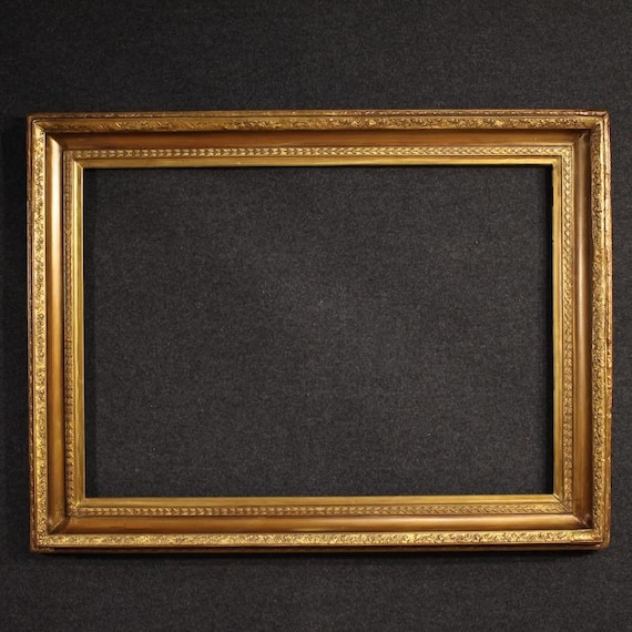 Spanish frame furniture mirror painting in gold wood and plaster 20th century