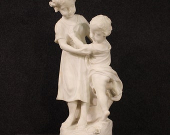 Statue in marble signed children art great sculpture collection 19th century