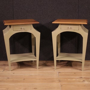 Pair of night stands furniture 2 bedside tables vintage modern design 80s 900