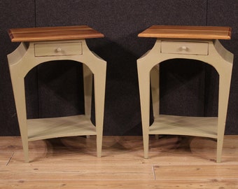 Pair of night stands furniture 2 bedside tables vintage modern design 80s 900