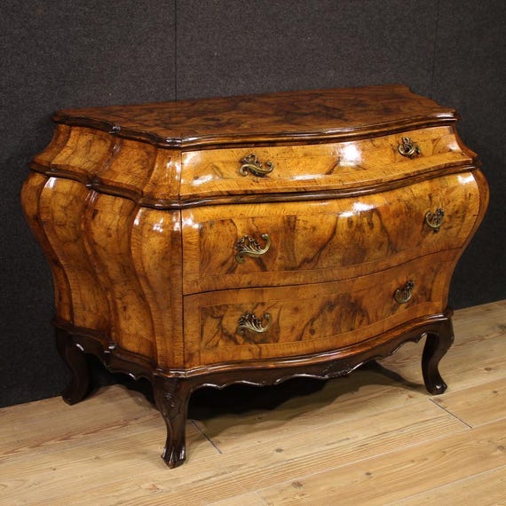 Venetian commode furniture wood 3 drawers antique style dresser 20th century