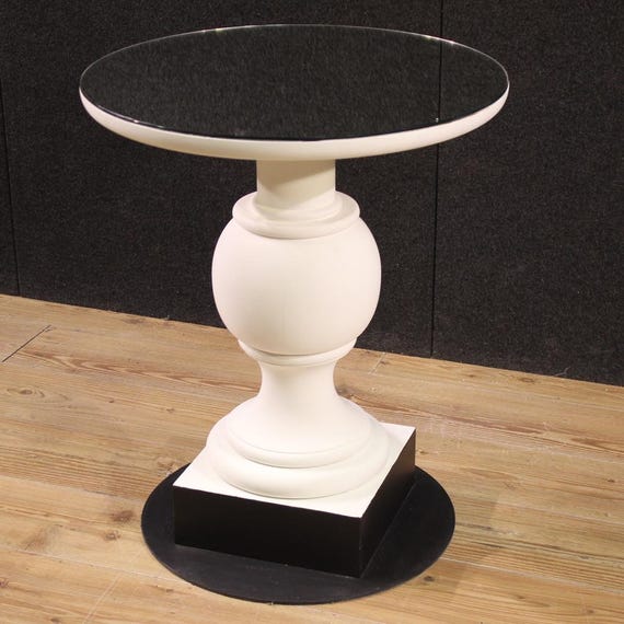 Modern side table white furniture design mirror top 20th century living room