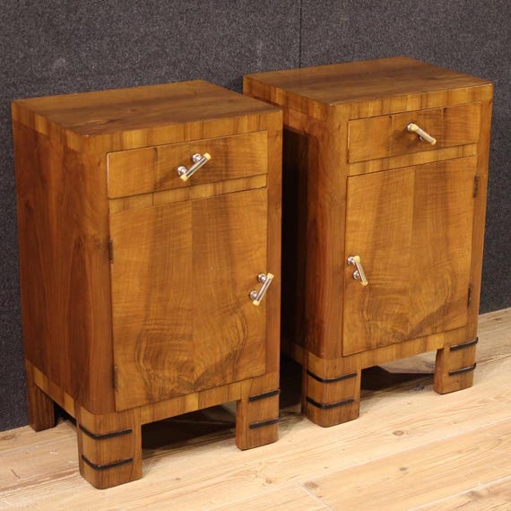 Night stands Art Deco pair of bedside tables furniture bedroom art 20th century