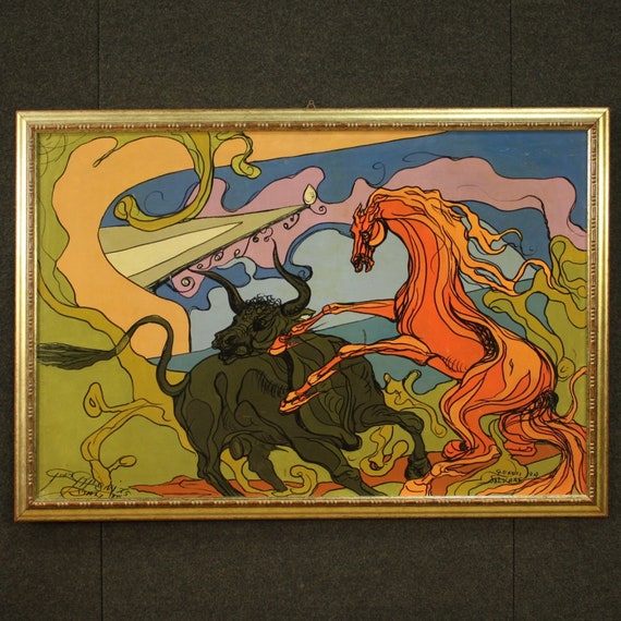 Modern painting framework horse bull contemporary art frame 20th century 900