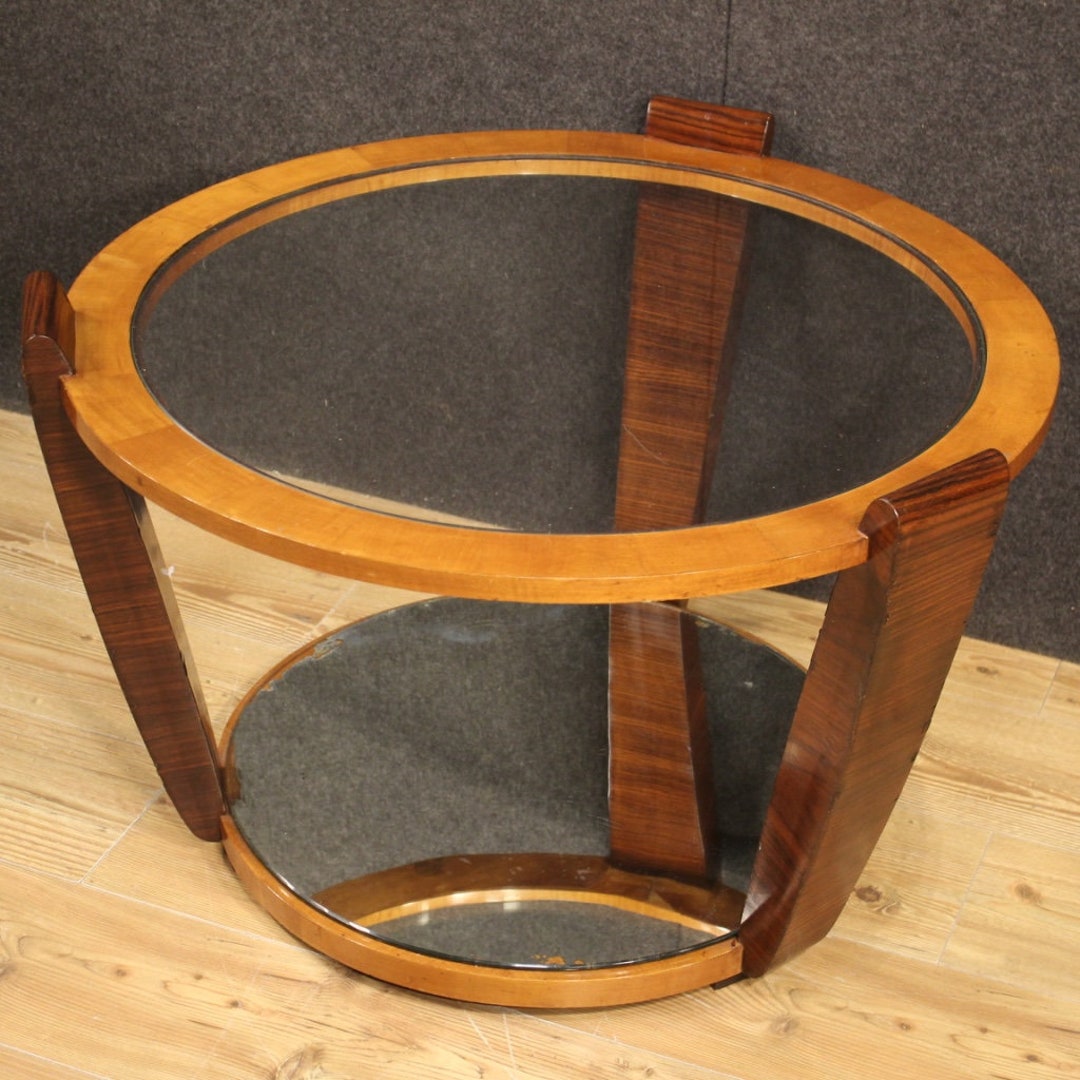 Round Coffee Table Furniture Living Room Design in Wood Modern Vintage ...