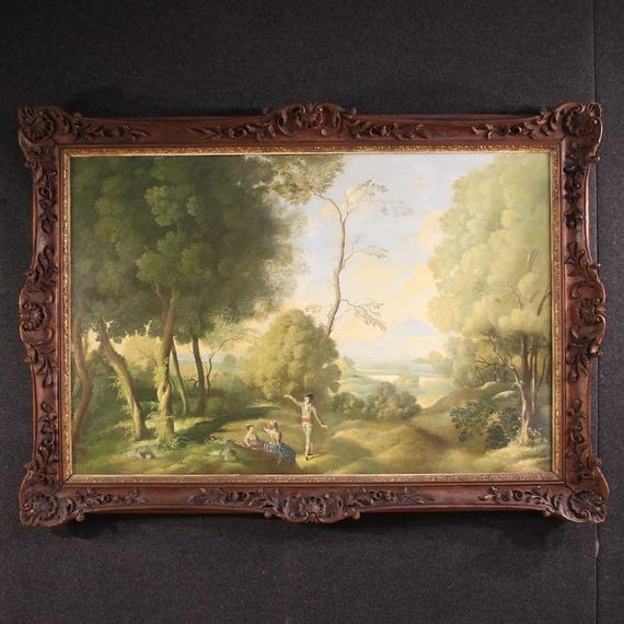 Great Italian painting artwork oil masonite countryside landscape 20th century