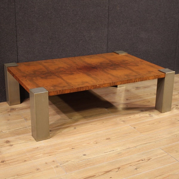 Table basse meuble bois métal salon design moderne années 70 20ème siècle 900