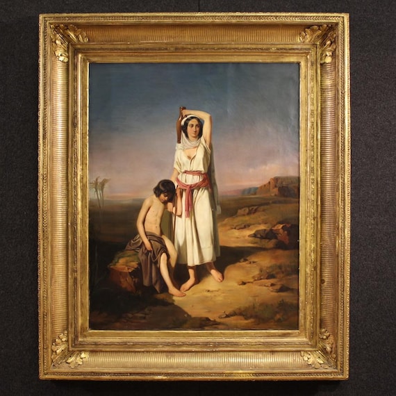 Hagar and Ishmael oil painting on canvas Italian artwork art 19th century