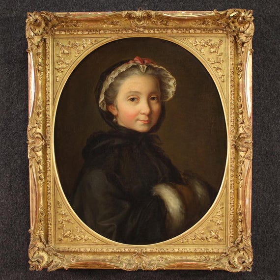 Portrait of a young girl oil painting on canvas lady woman artwork 18th century