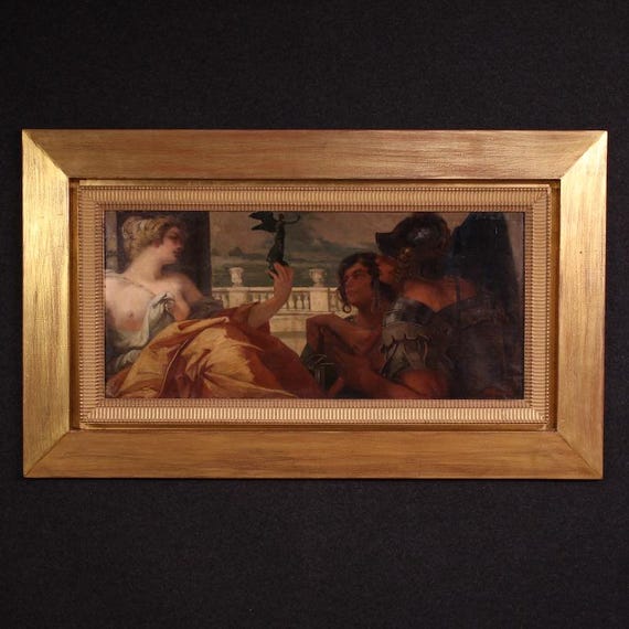 Painting signed P. Massani oil on canvas Italian artwork 19th century