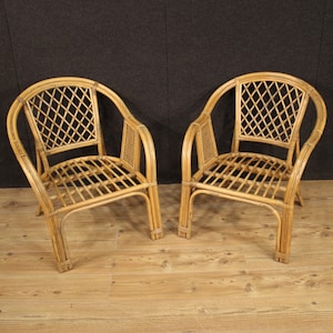 Pair armchairs furniture chairs wicker antique style garden living room image 1