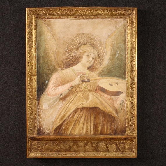 Terracotta angel terra di Signa stamped bas-relief sculpture 900 20th century