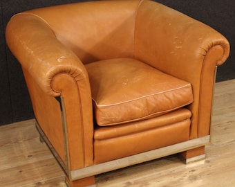 Italian design armchair furniture in leather living room chair vintage modern