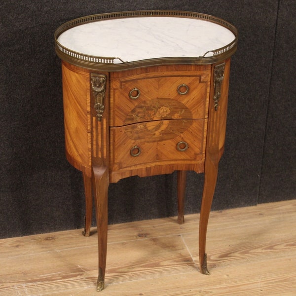 Chevet français style antique Napoléon III meuble table basse dessus en marbre