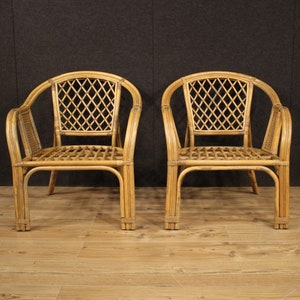 Pair armchairs furniture chairs wicker antique style garden living room image 3