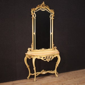 Great console with mirror furniture lacquered antique style Louis XV 900