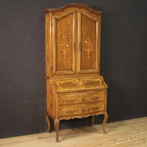Trumeau inlaid antique style furniture Louis XV double body bureau desk 900