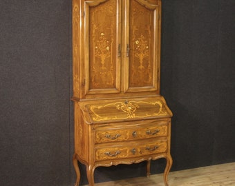 Trumeau inlaid antique style furniture Louis XV double body bureau desk 900