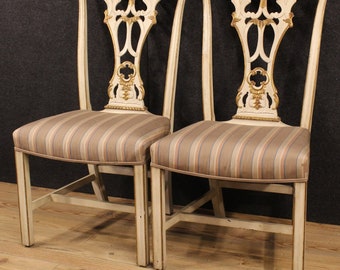 Pair of lacquered and gilded Italian chairs