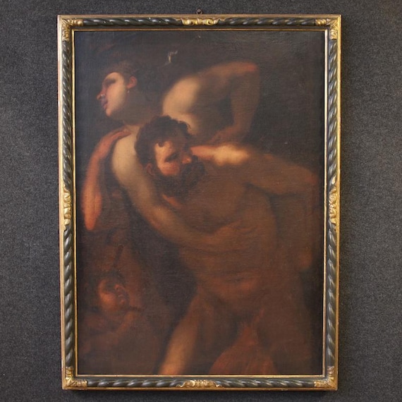 Antique mythological painting Hercules Deianira Baroque artwork oil canvas 600