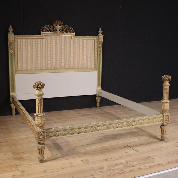 Italian double bed furniture in lacquered wood Louis XVI style 20th century