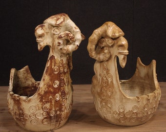Pair de braziers in terracotta vases antiques sculptures statues flowerpot 900