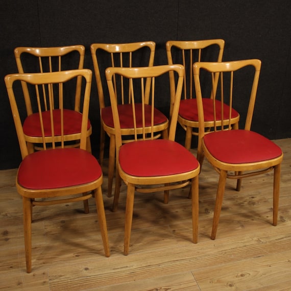 Chairs armchairs design furniture in wood red faux leather living room modern