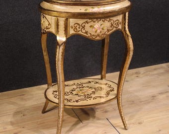 Tuscan side table furniture lacquered gold painted wood night stand 20th cent