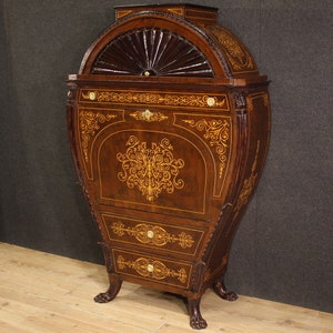 Secretaire antique style Biedermeier furniture inlaid desk bureau 20th century