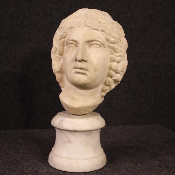 Antique sculpture white marble statue head antiques art 17th century