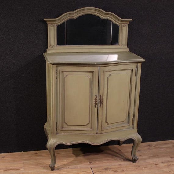 Sideboard with mirror Italian furniture cabinet lacquered wood 20th century