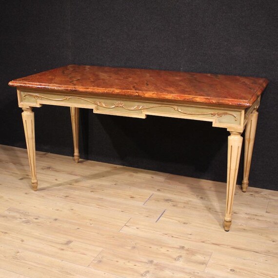 Italian table furniture console lacquered painted Louis XVI style 20th century