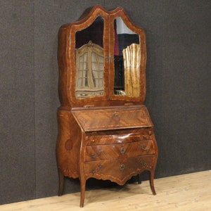 Mueble buró de madera de doble cuerpo genovés Trumeau estilo antiguo siglo XX