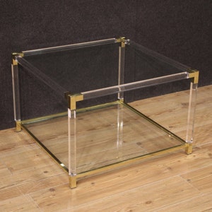 Living room coffee table glass and metal design furniture 80s modern vintage
