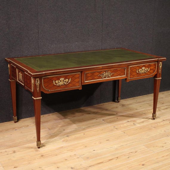 French writing desk furniture table wood antique style Louis XVI 20th century