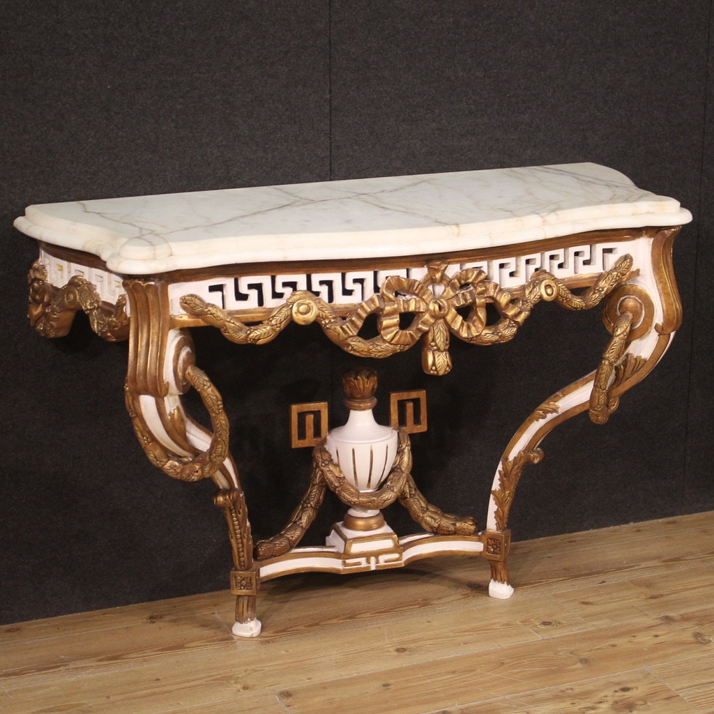 フランス アンティーク Marble Top Consol Table テーブル Console Antique Style Louis XV Furniture Table White Marble Top
