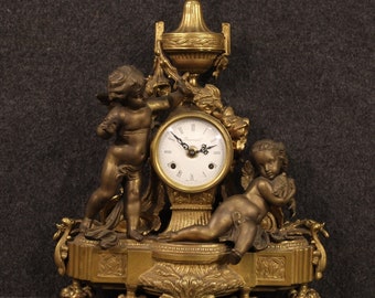 Table clock furniture object in gold bronze and antimony antique style