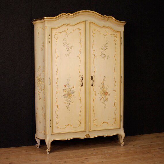 Italian Lacquered Painted And Gilded Wardrobe Etsy