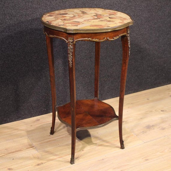 Side table furniture in wood French Napoleon III style marble top 20th century