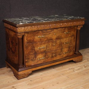 Italian chest of drawers commode dresser marble top antique style 20th century