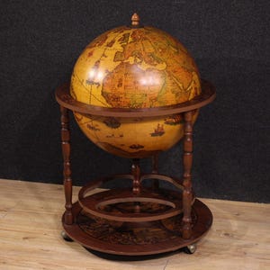 Mixology Vintage Globe – Secchiello Per Ghiaccio A Doppia Parete Con Mappa Mondiale – Capacità 1,2 Litri – Idea Regalo