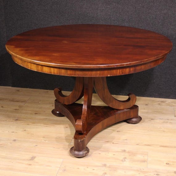 Dutch round table antique furniture in mahogany wood 19th century 800