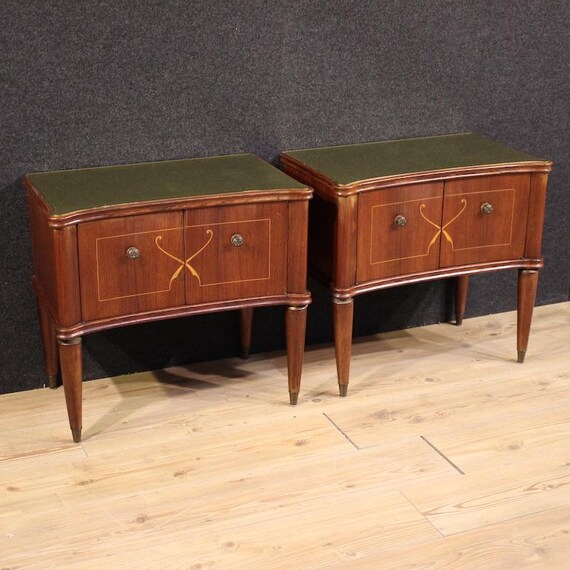 Pair of night stands furniture bedside tables Paolo Buffa style 20th century