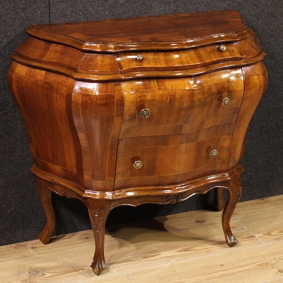 Small Venetian commode in wood furniture inlaid dresser 3 drawers 20th century