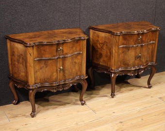 Pair of Venetian night stands furniture in wood bedside tables 20th century