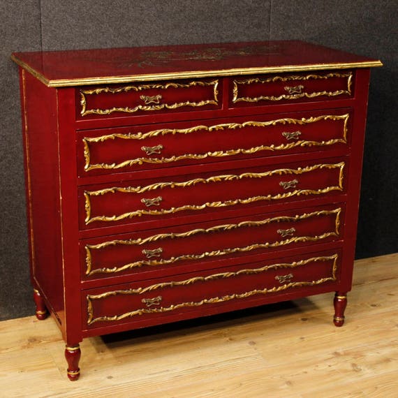 Spanish Lacquered And Gilt Chest Of Drawers Etsy