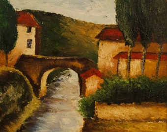 Italian signed landscape painting from 20th century